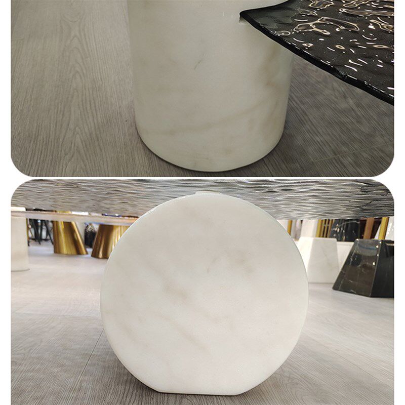 baxter意式极简水波纹玻璃办公茶几客厅家用小户型大理石边几圆形