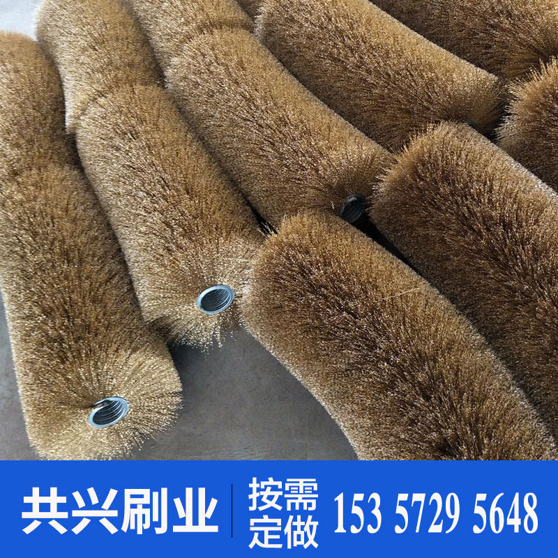 工业用钢丝毛刷辊不锈钢丝镀铜弹簧刷沙机辊除锈抛光钢丝刷辊拉丝