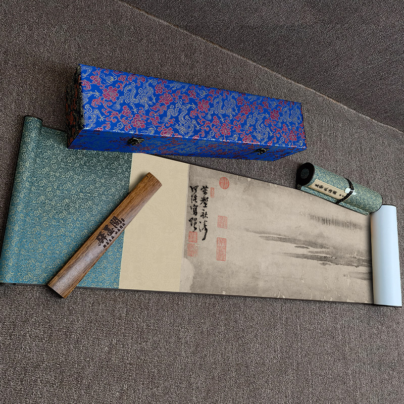 明 何浩 万壑秋涛图山水图卷长卷国画仿古手卷客厅卧室装饰画挂画