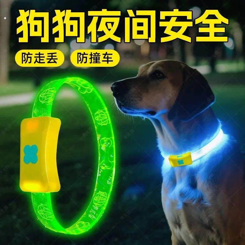 狗狗发光项圈夜间遛狗夜光夜行灯大小型犬防走失带灯充电宠物脖圈