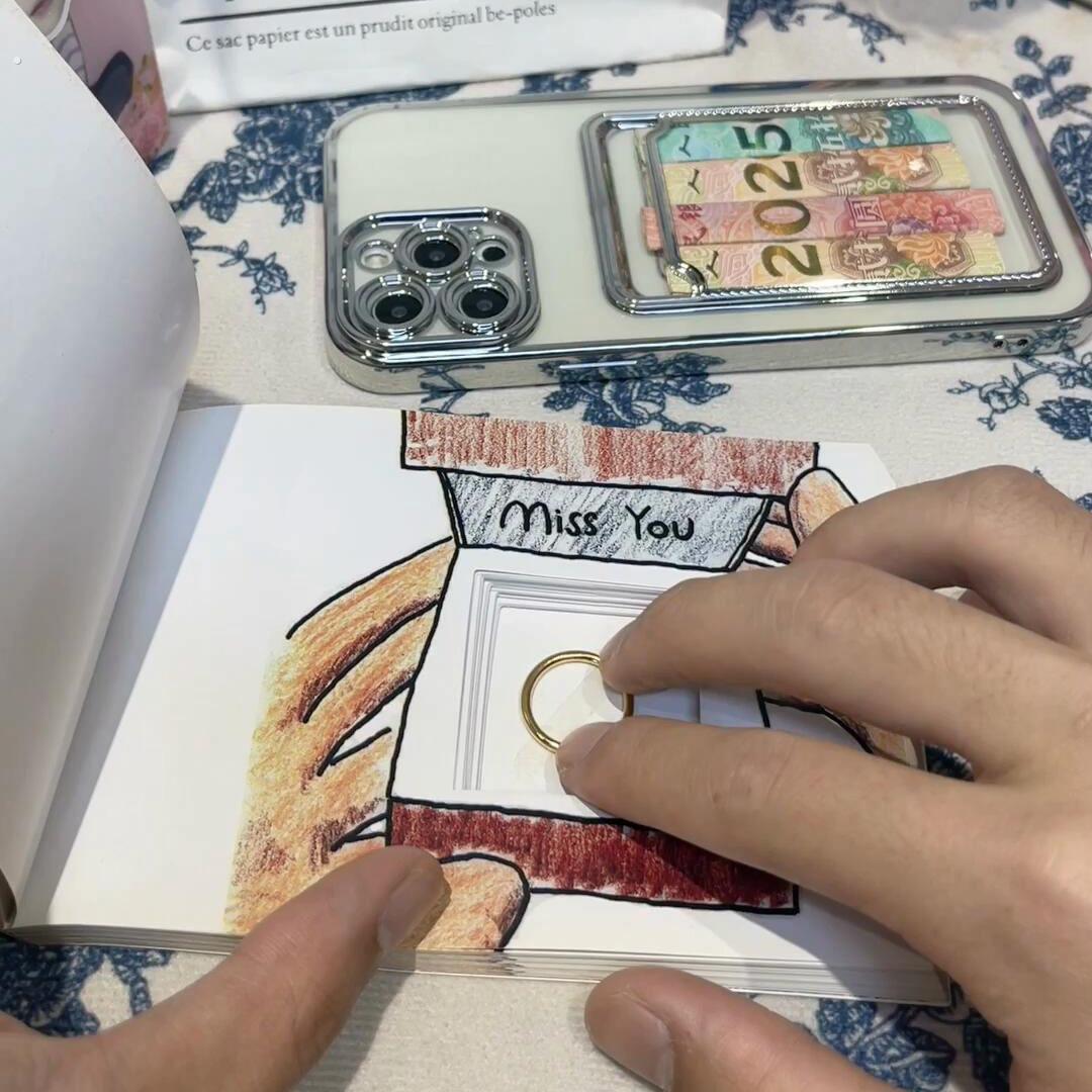 孔明灯藏戒指礼物 创意表白惊喜礼盒 小众设计戒指盒 手翻书创意