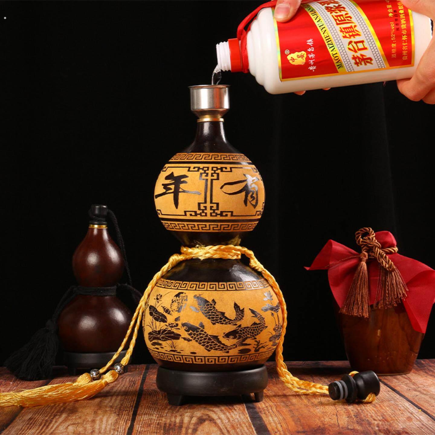 可以装酒的葫芦摆件天然开口酒葫芦酒壶水壶5两-2斤随身携带防渗