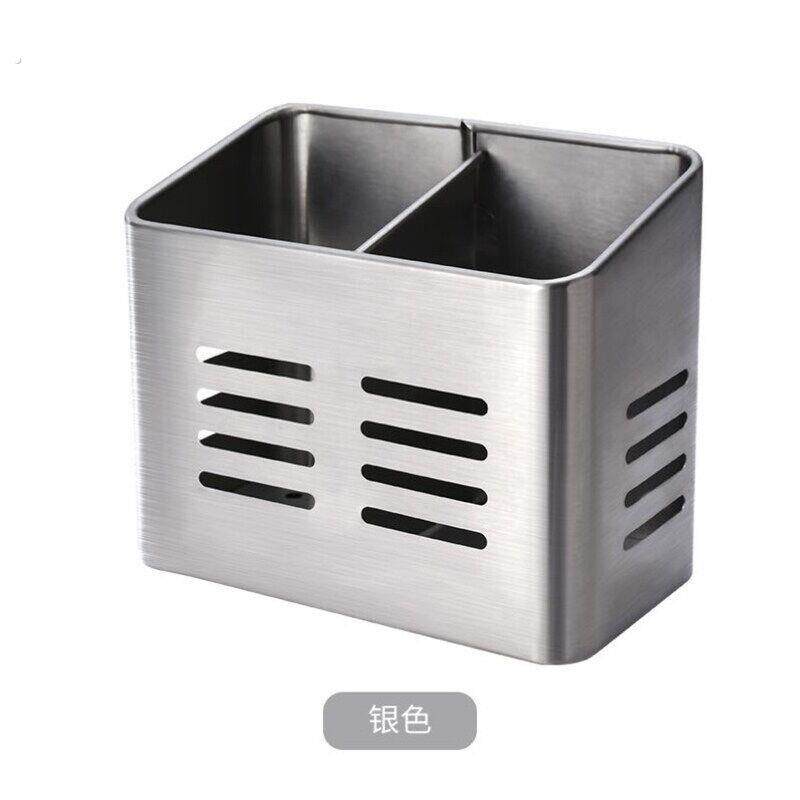 加厚方形双格不锈钢筷子筒家用餐具厨房沥水筷笼筷架消毒柜收纳盒