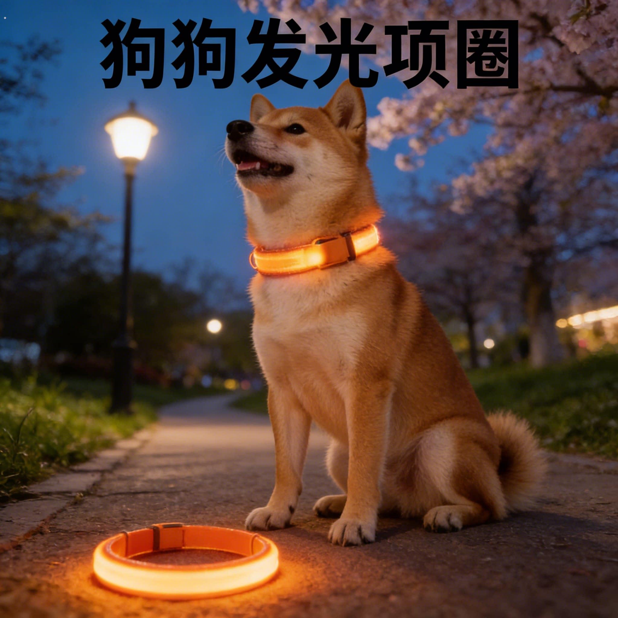 狗狗发光项圈大中小型犬专用牵引绳不勒脖子防挣脱可调节款防走丢