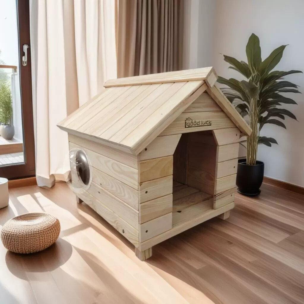 实木狗屋猫舍防水碳化防潮四季通用猫窝狗窝宠物庭院狗别墅猫木屋