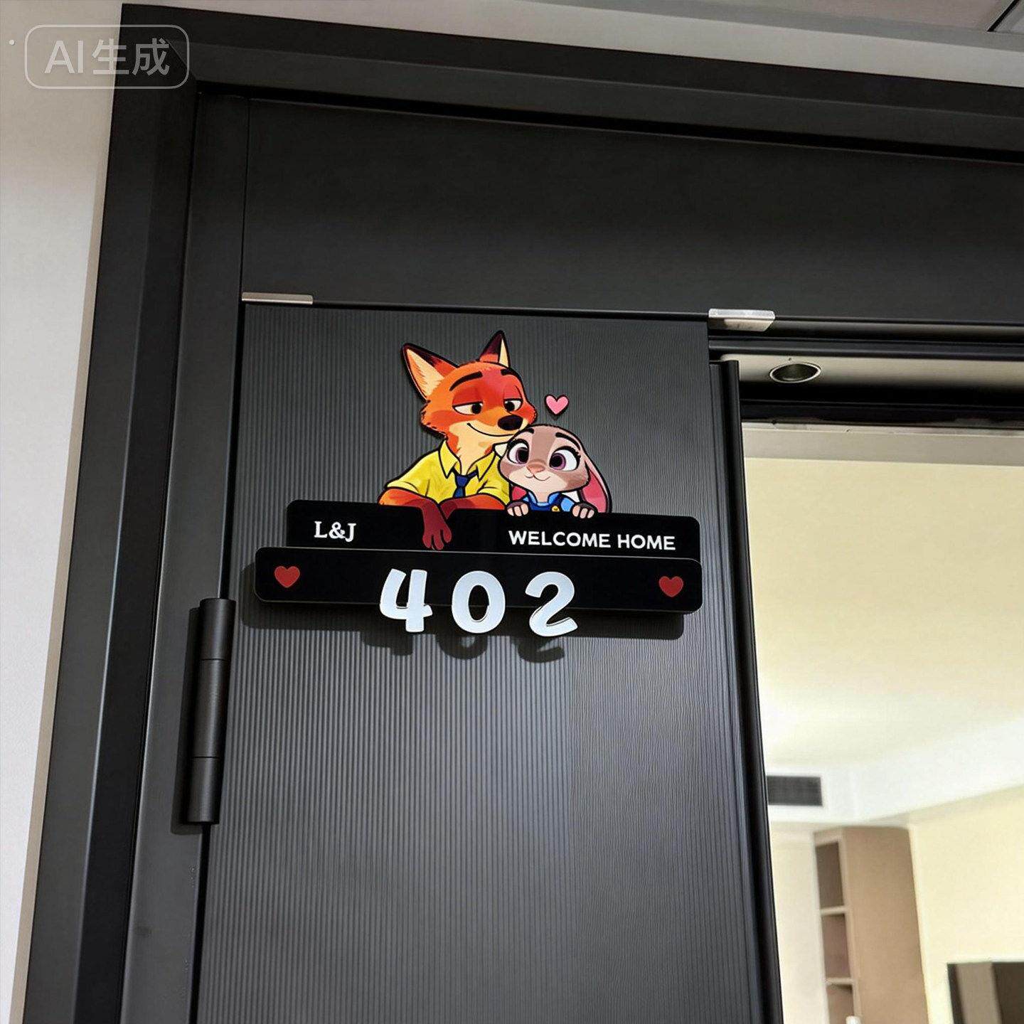 【新家的100个快递】疯狂动物城入户门牌感应发光磁吸数字号码牌
