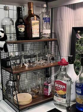 酒架置物架简约铁艺桌面红酒洋酒陈列展示架多层饭厅家用水杯收纳