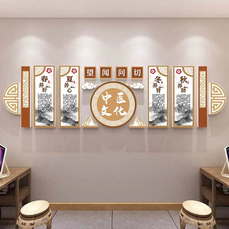 中医馆装饰挂画文化背景形象墙贴纸门诊养生墙面挂图壁画软装饰画