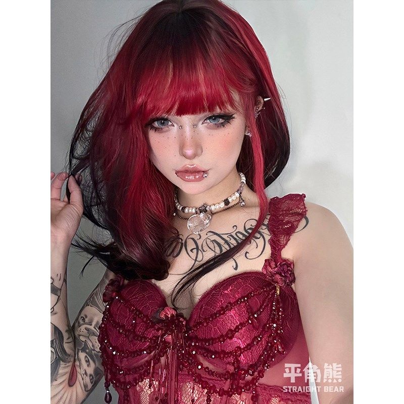 平角熊假发女长发网红Lolita玫瑰月影甜酷渐变长直发jk全头套
