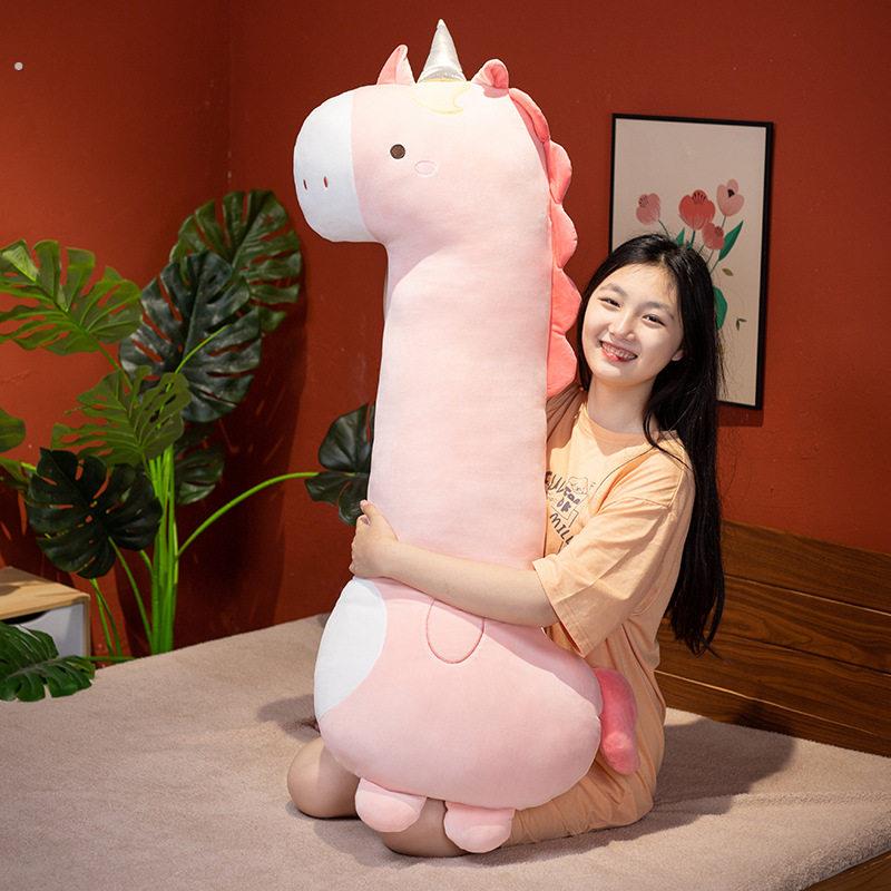 可爱动物长条抱枕女生睡觉夹腿毛绒玩偶靠枕可拆洗布娃娃恐龙鹅鹿