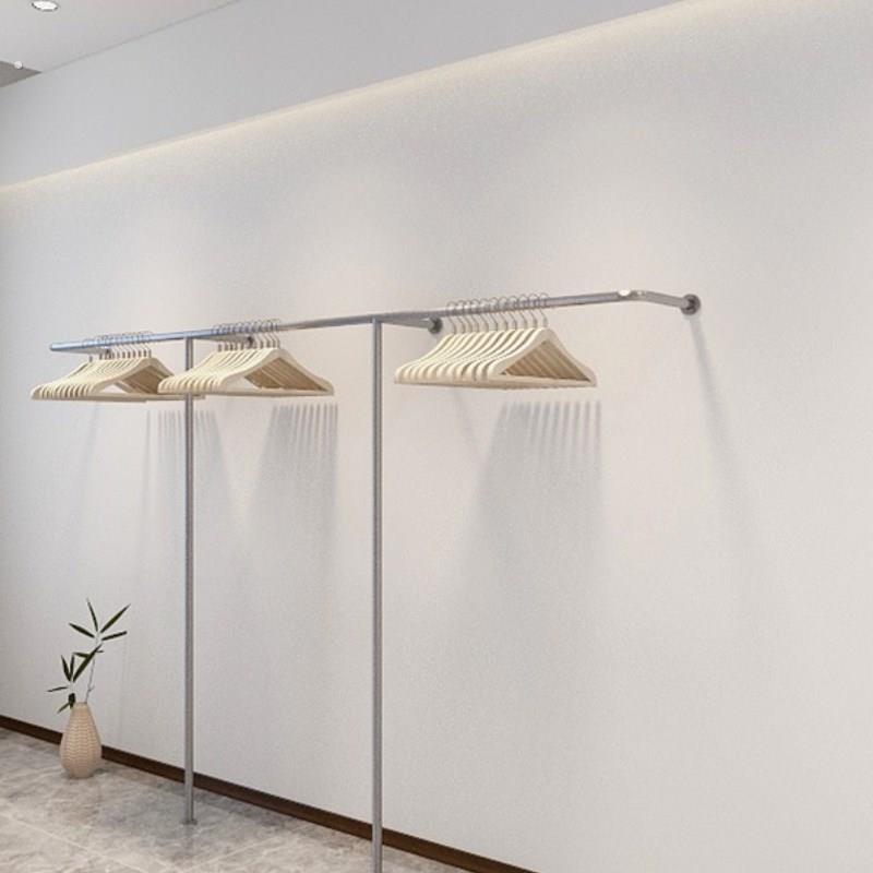 服装店展示架男装陈列架不锈钢上墙壁挂式挂衣架落地侧挂