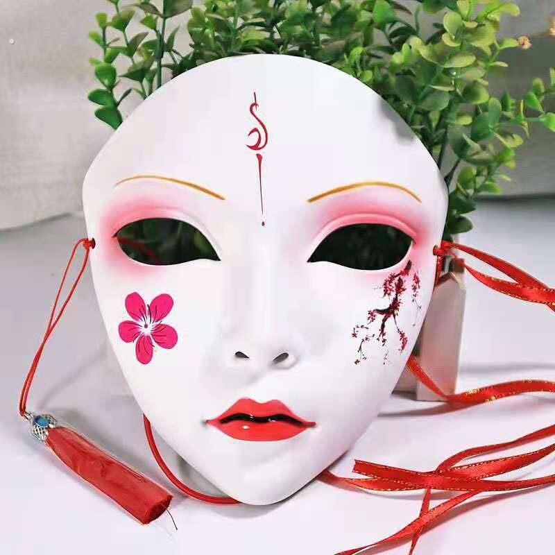 万物有灵古风网红美女全脸舞会面具女生汉服国风手绘古装面罩道具