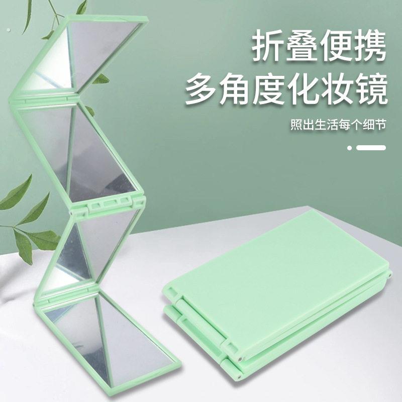 四面折叠镜大号自己理髲四折镜照后脑可携式伸缩式反向全身镜可折
