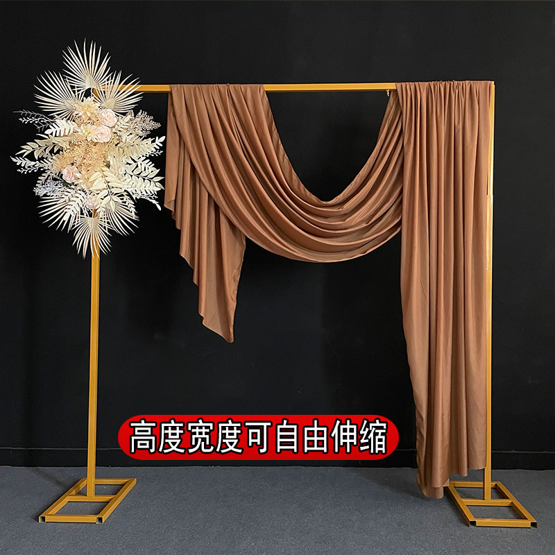 新款婚庆道具背景架伸缩杆加厚镀锌管纱幔布幔拱门花架纱缦布架