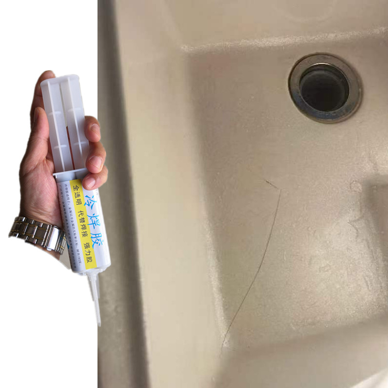 修补洗脸盆裂缝漏水专用胶水补人造石塑料玻璃纤维洗衣盆小裂纹渗