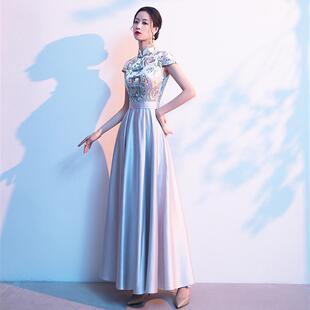 姐妹伴娘装2026春秋新款改良版修身小礼服年会伴舞演出合唱旗袍裙