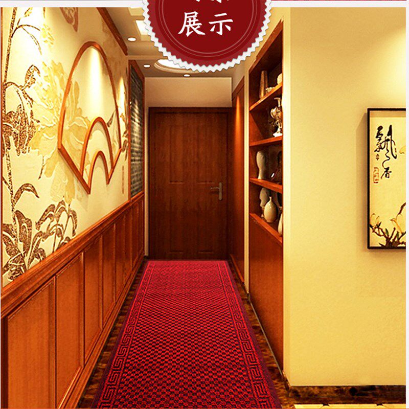 门口吸水防滑地垫酒店宾馆走廊走道楼梯家用加厚提花方格地毯满铺