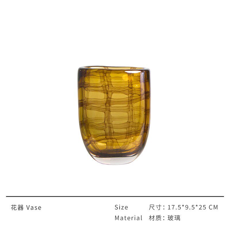 北欧美式田园风编织创意玻璃花瓶样板售楼处客厅家居软装饰品摆件