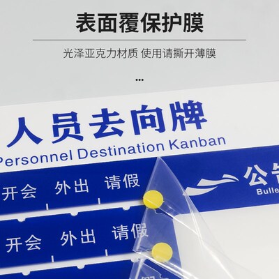亚克力人员去向牌楼层科室牌人防办公告知牌员工岗位门牌去向板标