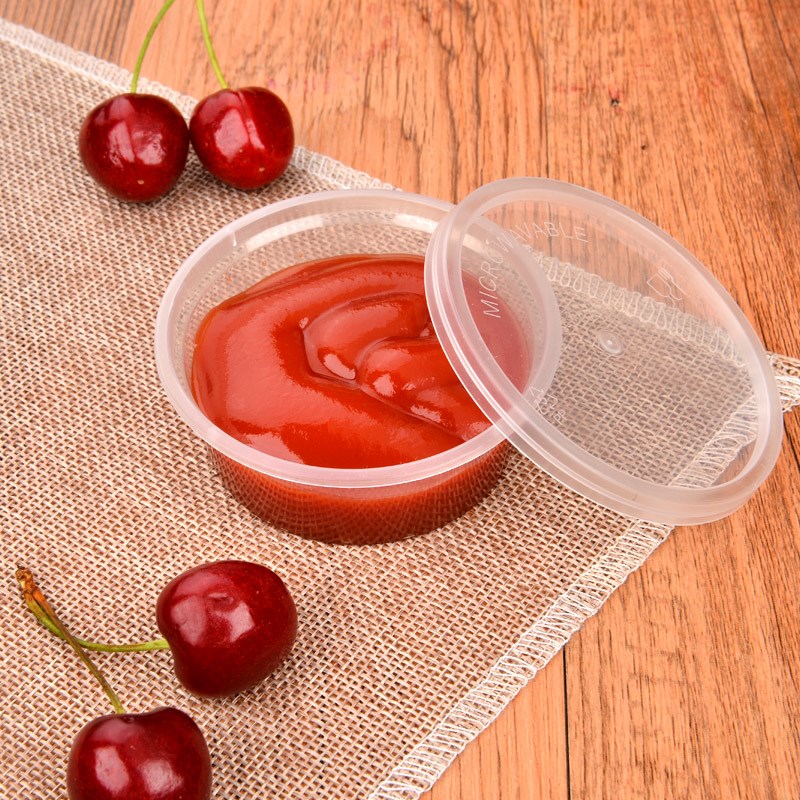 一次性酱料盒无盖堂食蘸料碟油醋辣椒小菜圆形塑料盒外卖打包包邮
