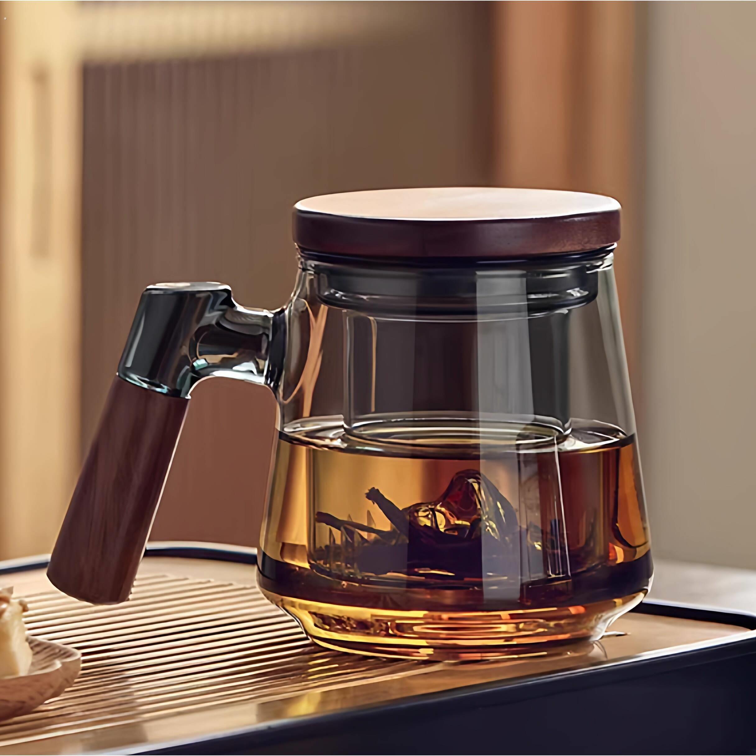 玻璃泡茶杯带过滤茶水分离杯子男士个人专用喝茶道水杯办公绿茶杯