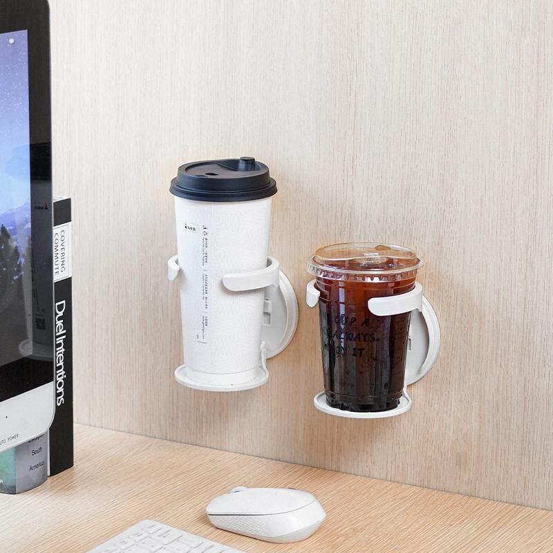 折叠杯架杯子水杯咖啡收纳置物架车载杯架免打孔壁挂式架子塑料