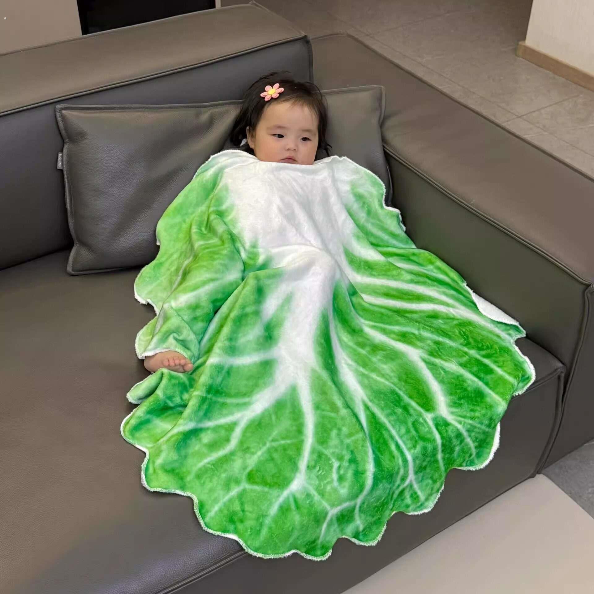 娃娃菜盖毯白菜毯子法兰绒毛毯创意宝宝裹毯被子搞怪毯子午睡毯