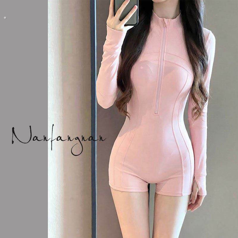 竞速修身立领拉炼连身运动紧身连身泳衣潜水服防晒冲浪泳装平角