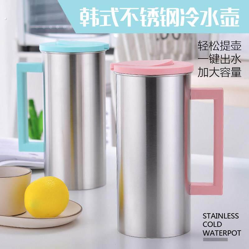 韩式不锈钢冷水壶家用加厚耐热耐高温冷水壶带盖子大容量饭厅茶水