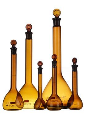 天玻玻璃容量瓶A级包检10 20 25 50ml100 2505001000ml棕量瓶PP塞