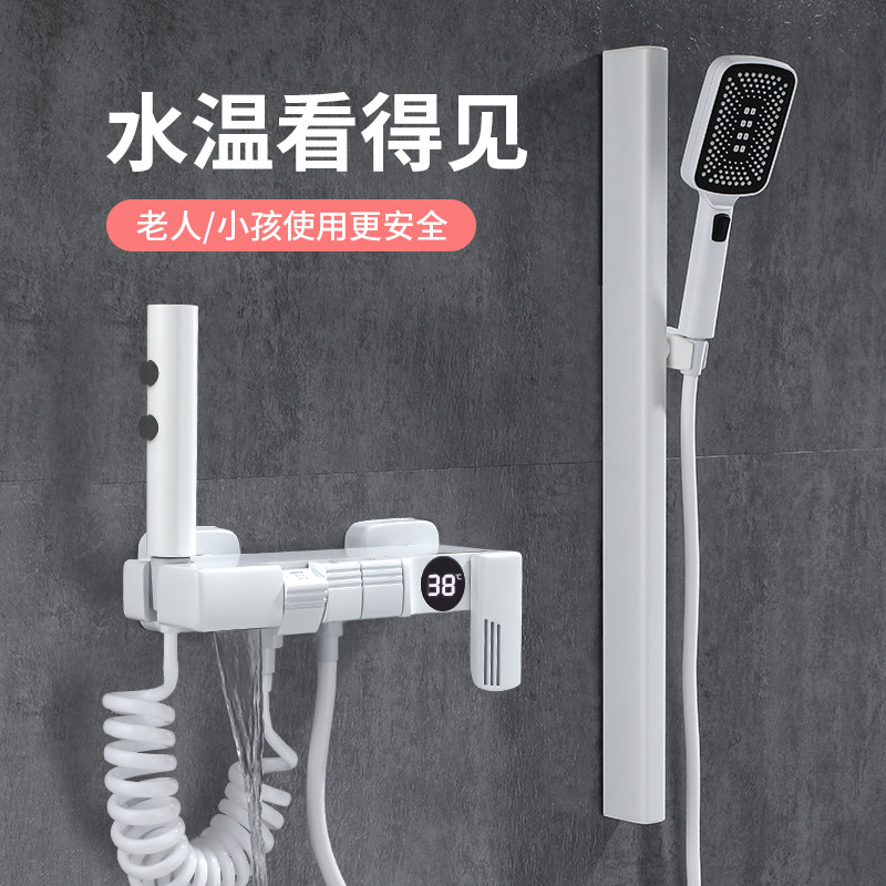 卫生间全铜数显简易淋浴花洒套装家用浴室分体挂墙式沐浴洗澡喷头