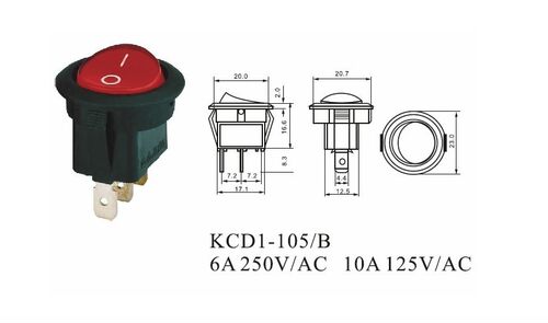 优质船型开关 圆形开关 船形开关 带灯 KCD1-105N/B 开孔20mm 3脚