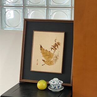 柴田是真东方新中式画中画民俗风景茶室书房餐厅实木框国风装饰画