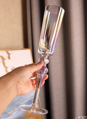 家用手工水晶玻璃红酒杯甜酒杯 金边珠珠香槟杯 仪式感气泡酒杯子