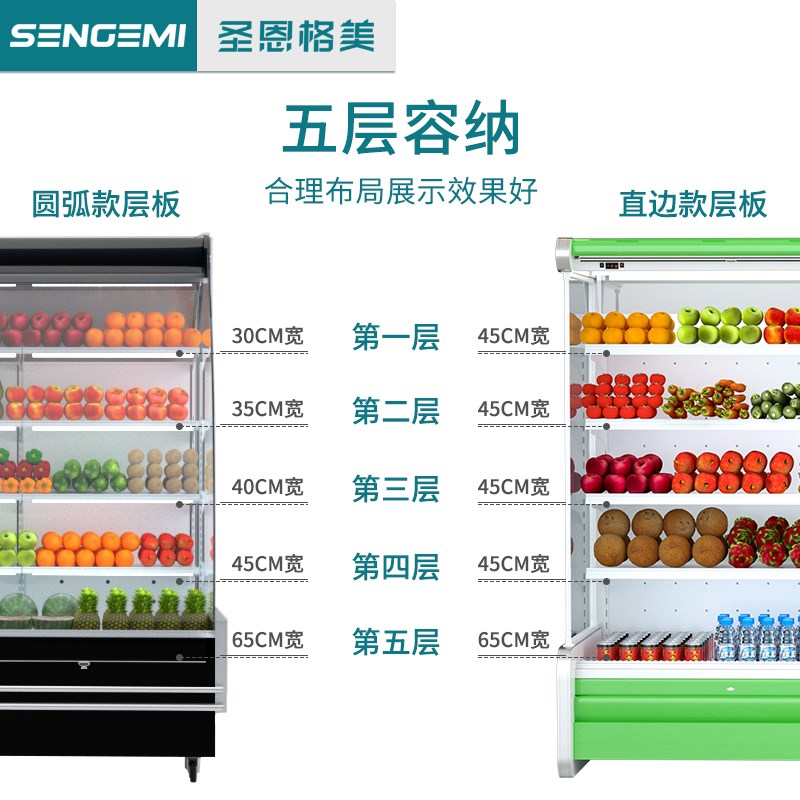 圣恩格美水果保鲜柜超市水果风幕柜商用饮料冷藏便利店冷藏展示柜