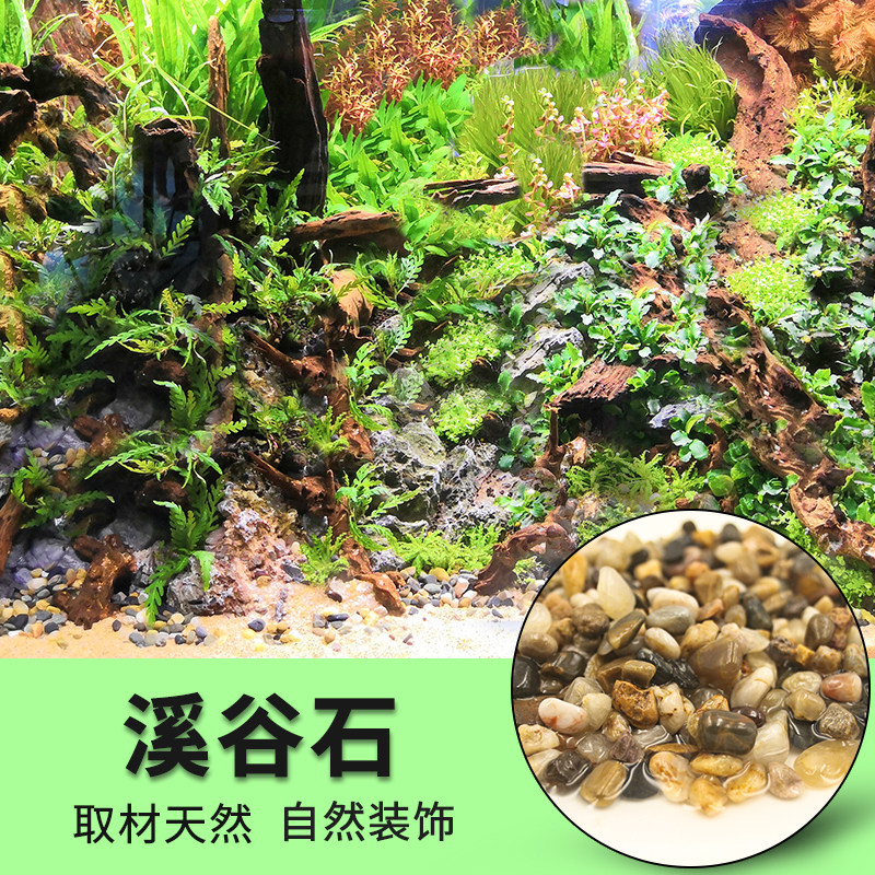 鱼缸造景底砂石天然铺底石头河砂龟缸水族装饰石子小鹅卵石溪谷石