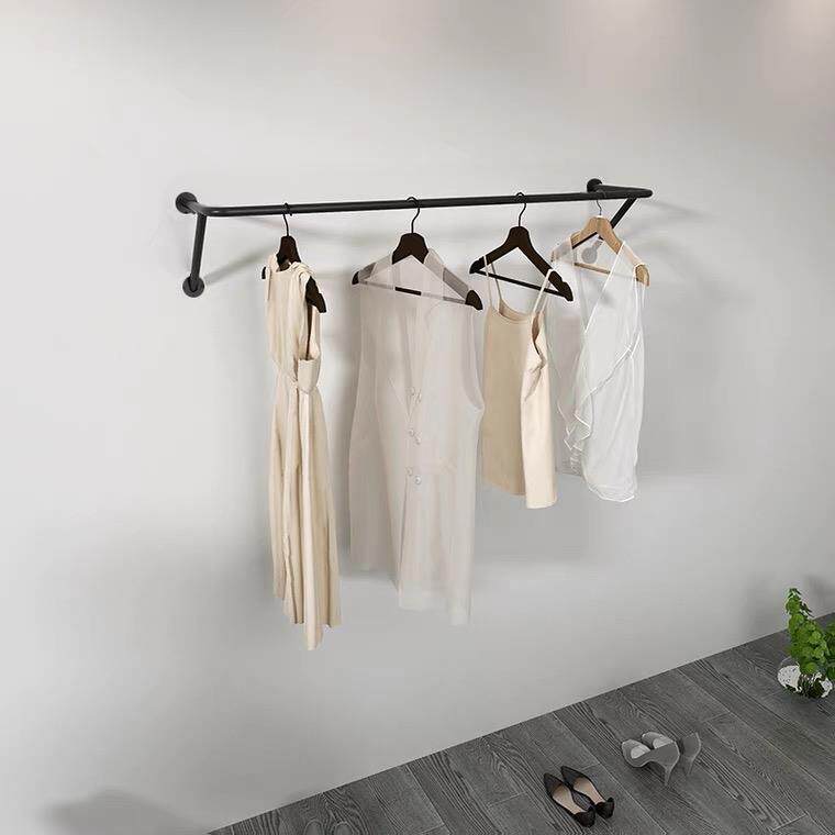 铁艺烤漆上墙侧挂架服装店展示架男女装挂衣架加厚圆管壁挂式货架