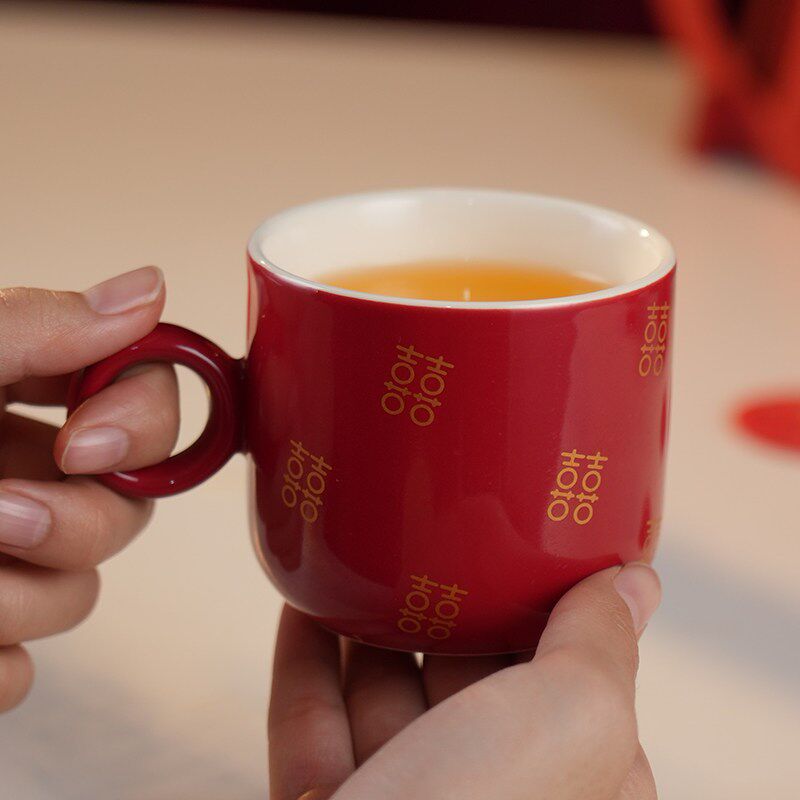 高档婚礼结婚茶具套装茶杯茶壶家用过年节日婚庆陪嫁用品红伴手礼