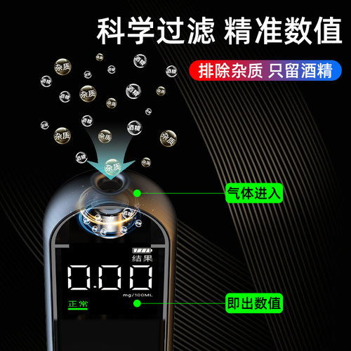 精明鼠J2可携式酒精浓度测试仪吹气式高精度酒驾专用呼气式检测仪