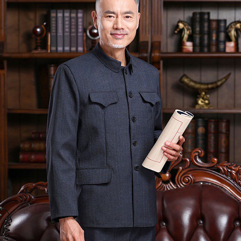 中山装套装男老式中山服老年人衣服老人外套爷爷装爸爸装春夏唐装