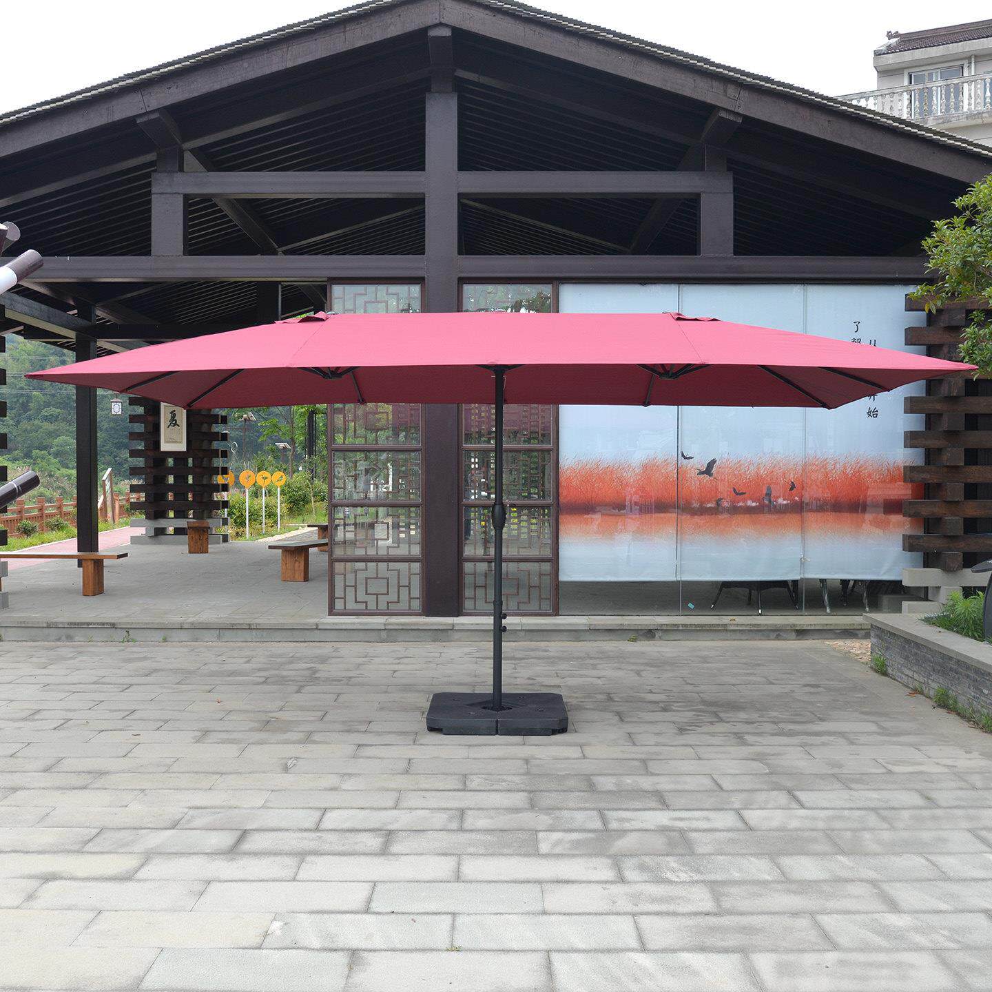 三户STS-001庭院家俱遮伞中柱伞长方形外头伞露台双头遮阳阳伞防