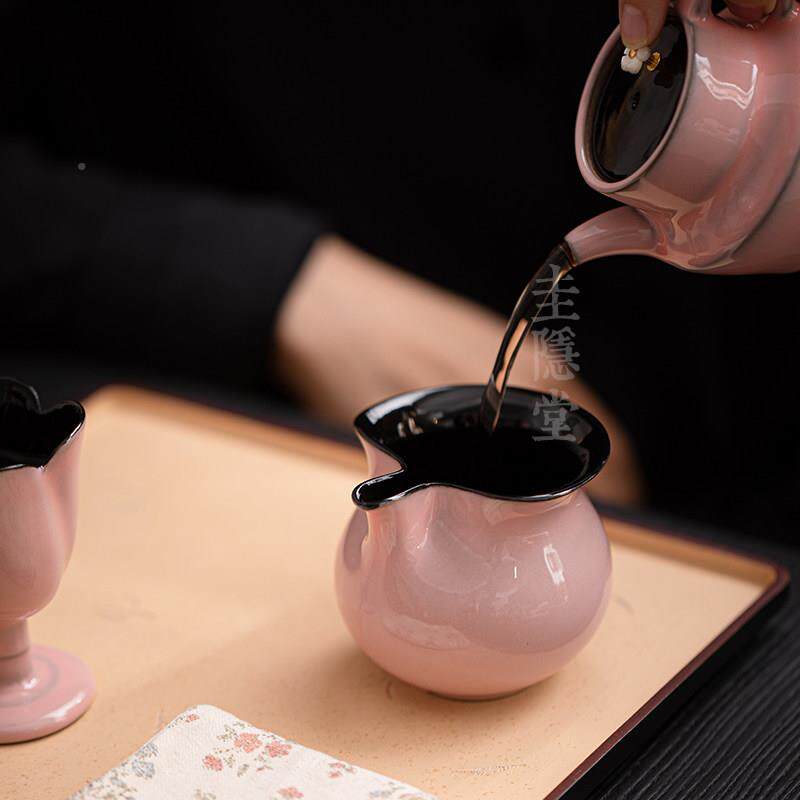 专圭隐堂粉色陶瓷公道杯女士杯用JJQ泡茶用公杯分家茶器匀茶杯茶