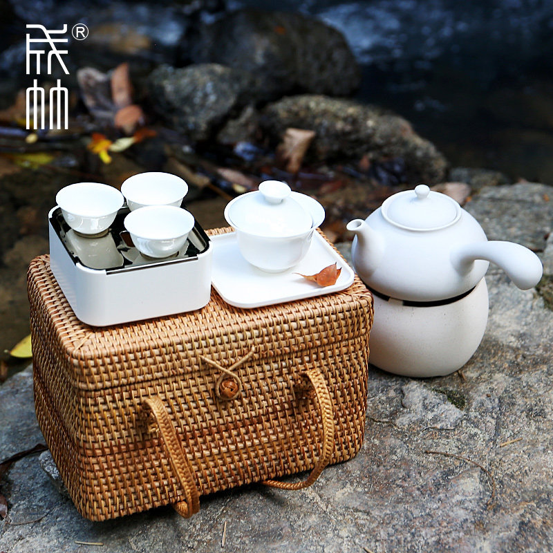 白泥酒精炉煮茶炉户外便携旅行功夫茶具泡茶炉侧把壶提梁烧水壶