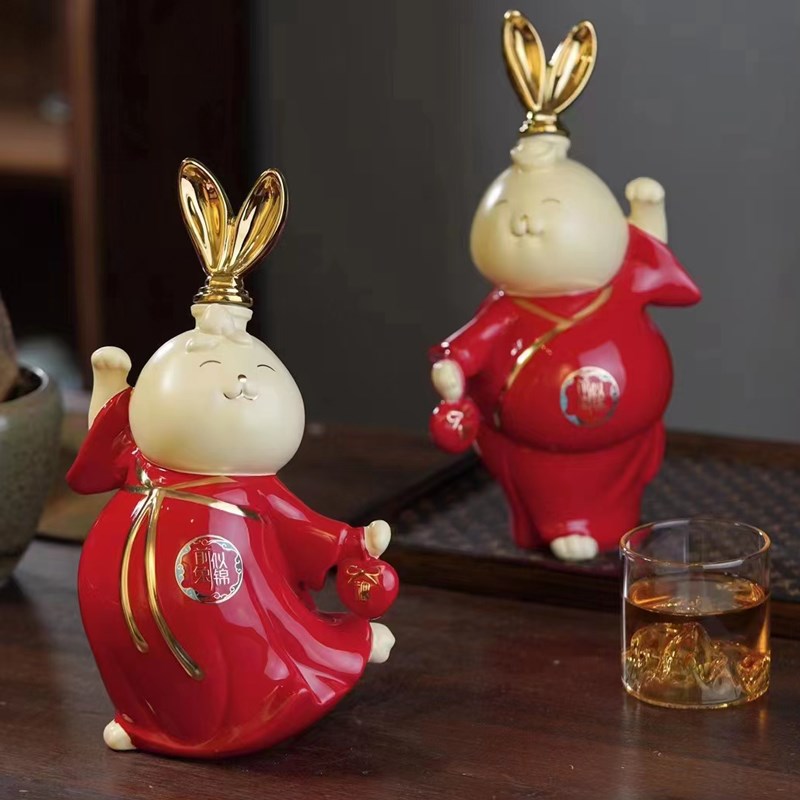 景德镇陶瓷空酒瓶子1斤装兔年生肖酒瓶密封家用酒壶婚庆创意摆件