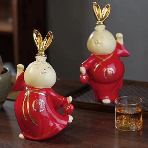 景德镇陶瓷空酒瓶子1斤装兔年生肖酒瓶密封家用酒壶婚庆创意摆件
