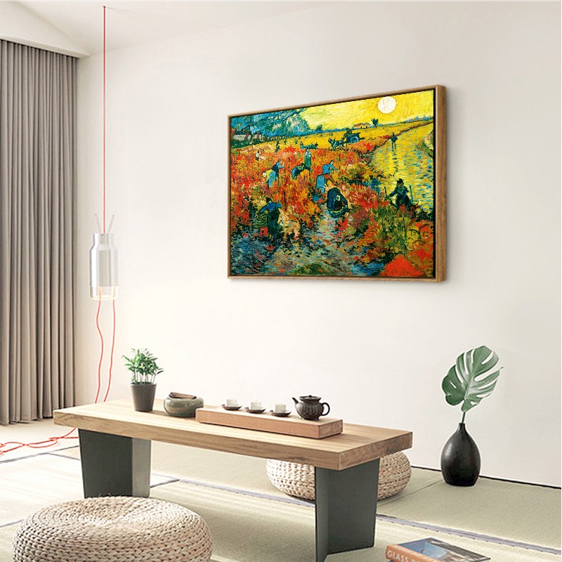 《红葡萄园》梵高客厅装饰画玄关客厅餐厅卧室油画电表箱成品北欧
