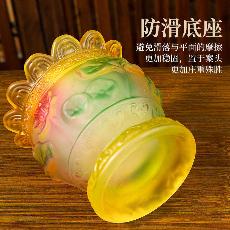 莲花琉璃油灯供佛长明灯酥油灯家用用品灯座油灯佛灯具佛供佛酥前