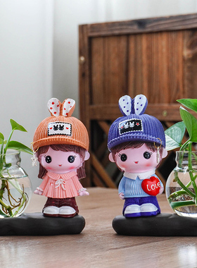 创意玻璃花瓶摆件家居课厅装饰品花器办公桌绿萝花插陶瓷水培容器