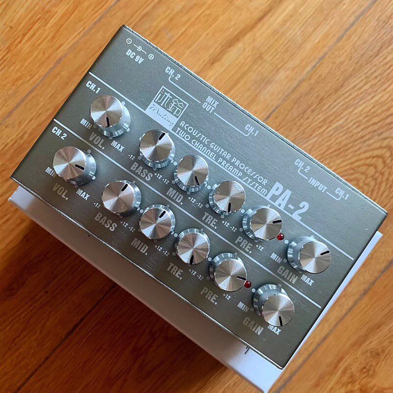 沐铃PA-2双通道木吉他拾音器运放前级古琴古筝琵琶中阮二胡扩音器