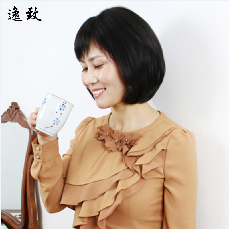 假发女短发真人发丝中老年假发真发中年女士妈妈短直发发型真发套